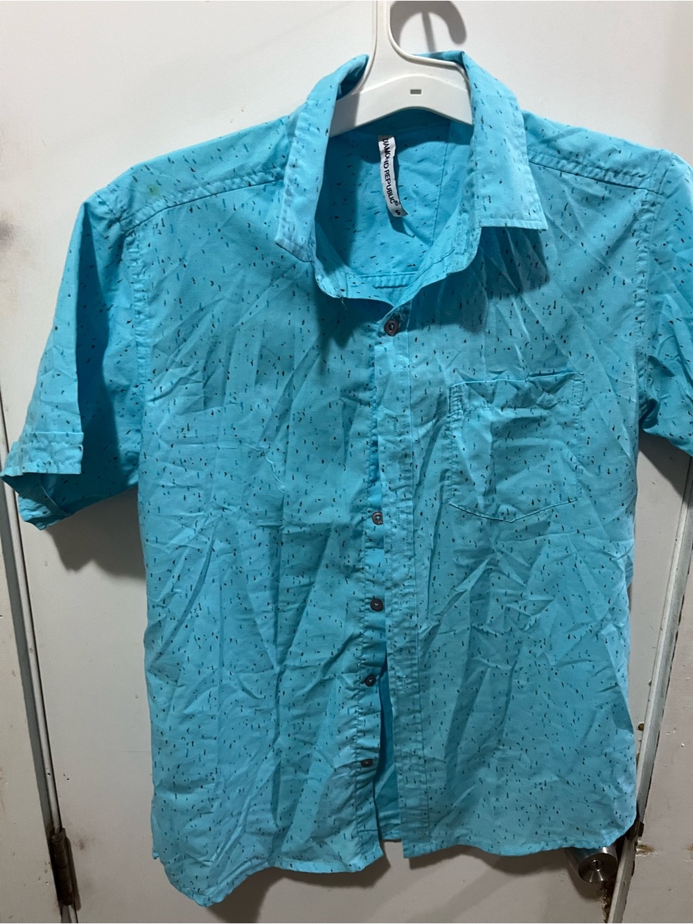 Men's Short-Sleeve Casual Button-Up Shirt - Turquoise